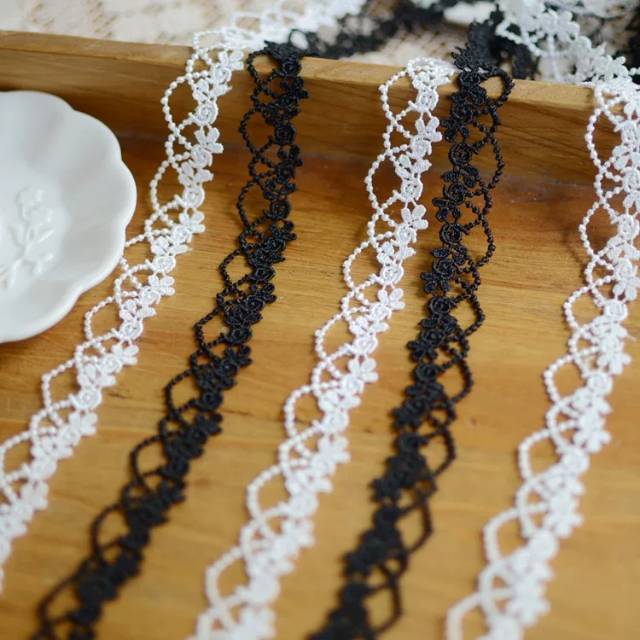 Black and white water-soluble lace lace trim details Picture