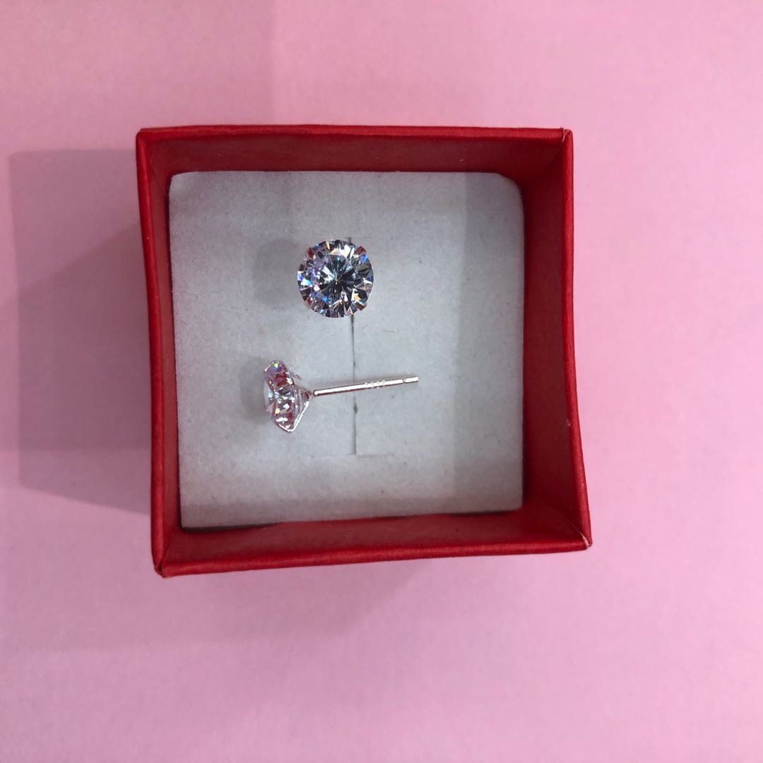 S925 Silver Zircon Diamond Earrings Fashion simple female sterling Silver student earrings thumbnail