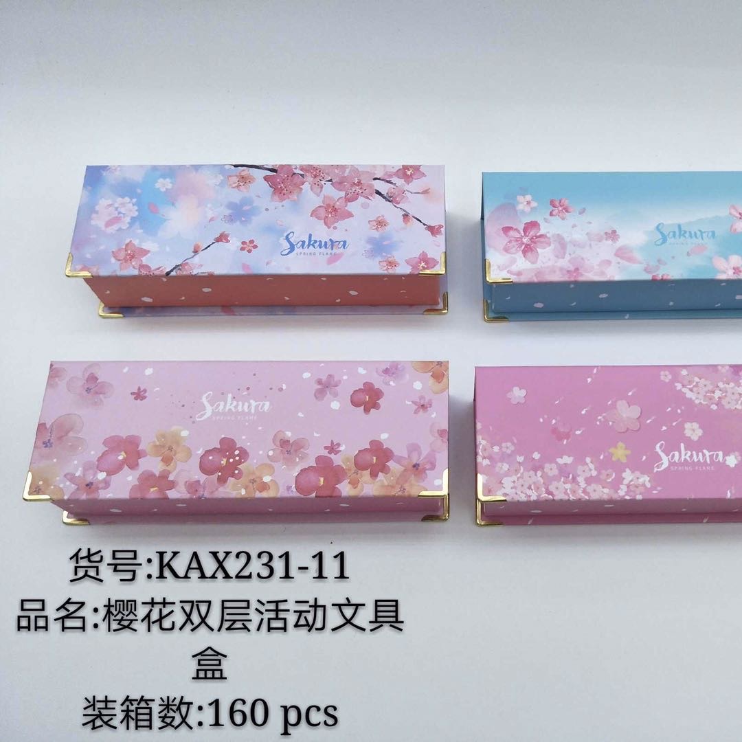 Double layer large capacity pen bag Japan South Korean creative simple canvas schoolboy pencil box pupil lovely girl little fresh pencil box girl thumbnail