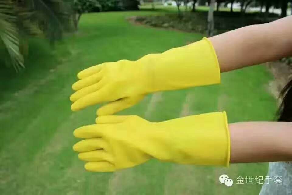 Latex Film Thickened Waterproof Dishwashing Gloves Lengthened Rubber Woman Specification drawing