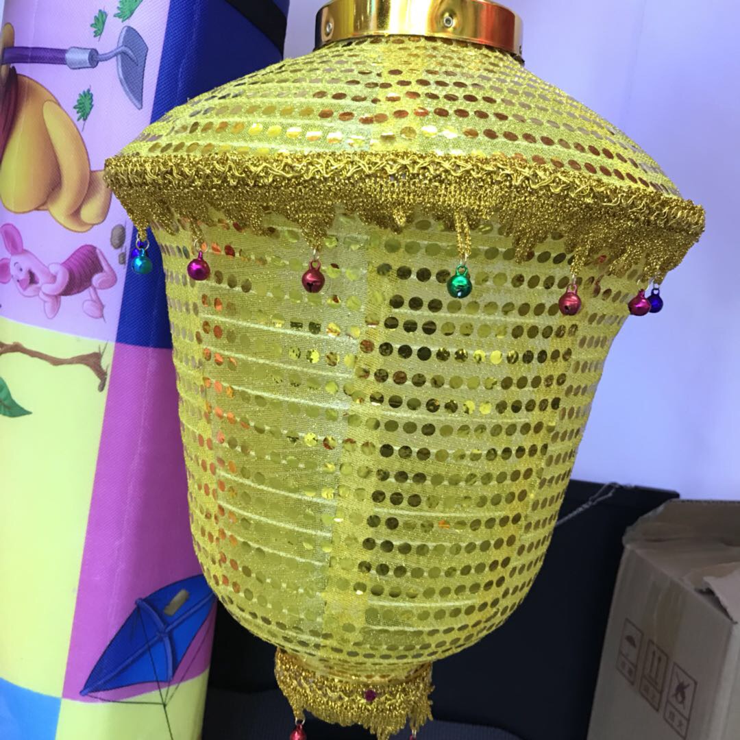 Yellow Cloth Lantern Pendant With Each Small Spherical Beads Retro Style 1