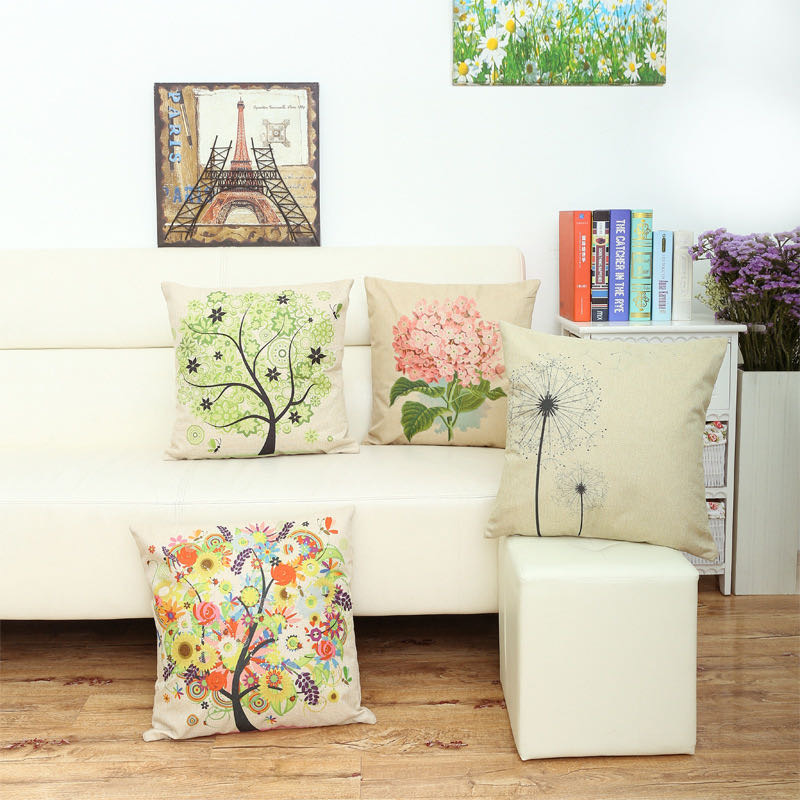 Digital Printing Dandelion Flower Painting Art Creative Throw Pillow 45*45