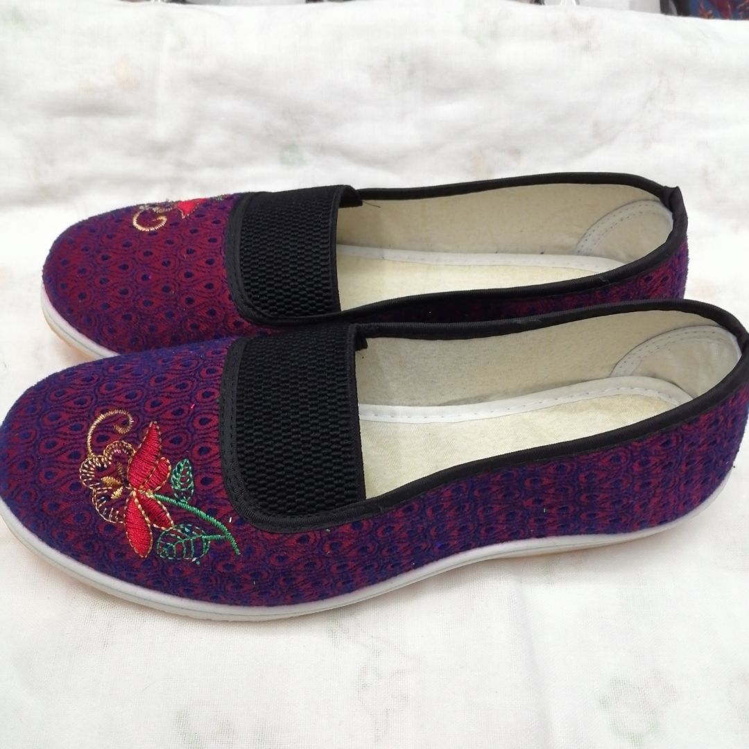 Water Drop Tattoo Flower New Cloth Shoes Women Work Field Work Anti-Slip Wear-Resistant Soft Sole Single Shoe Rubber Shoes Tendon Sole Shoes For The Elderly details Picture