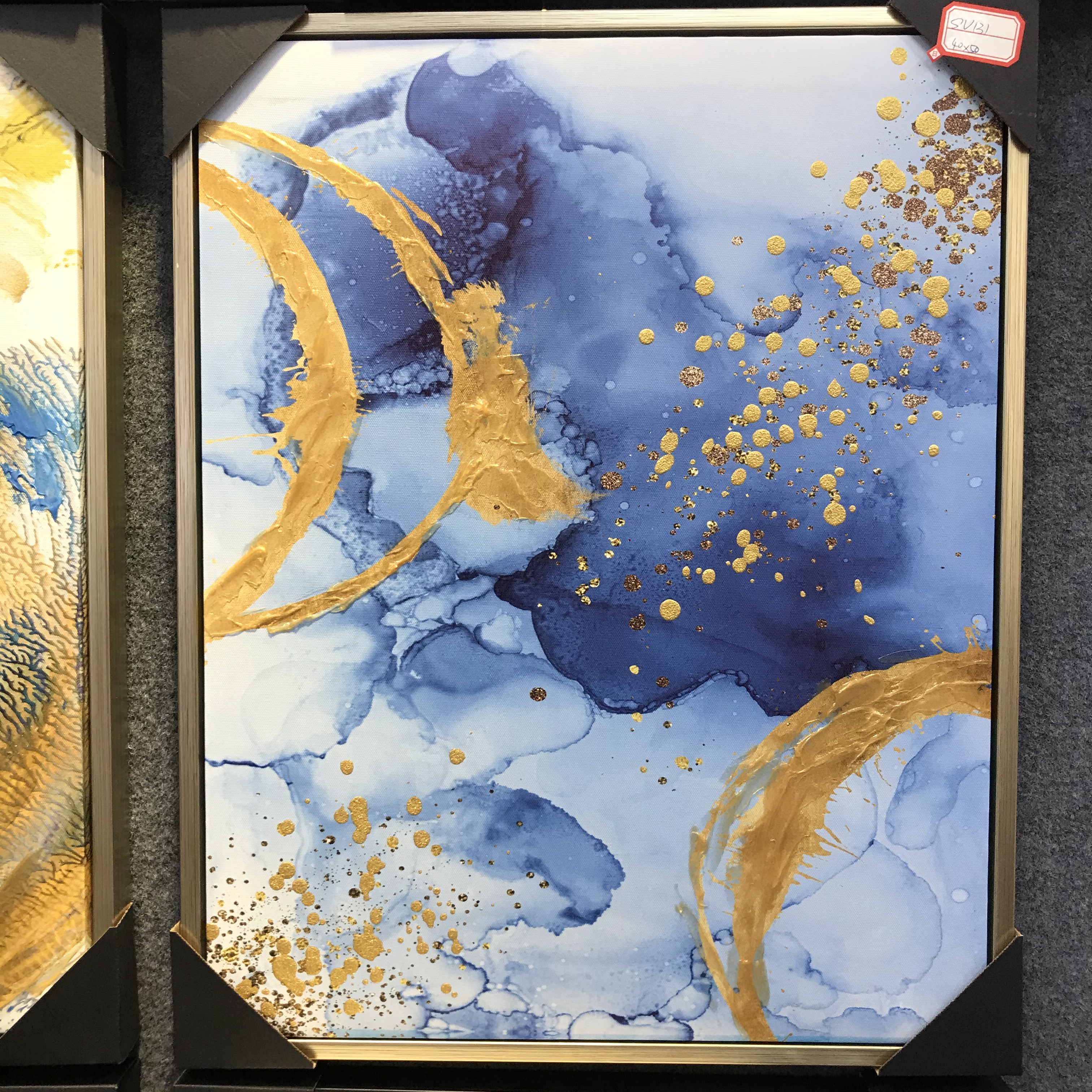 壁画客厅油画大气玄幻新中式装饰画蓝色小户型沙发背景墙玄关抽象