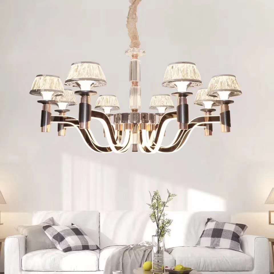 Home lighting six-head living room lamp, elegant and high-end living room lamp, new simple, modern and elegant lighting combination, whole house package, Internet red light details Picture