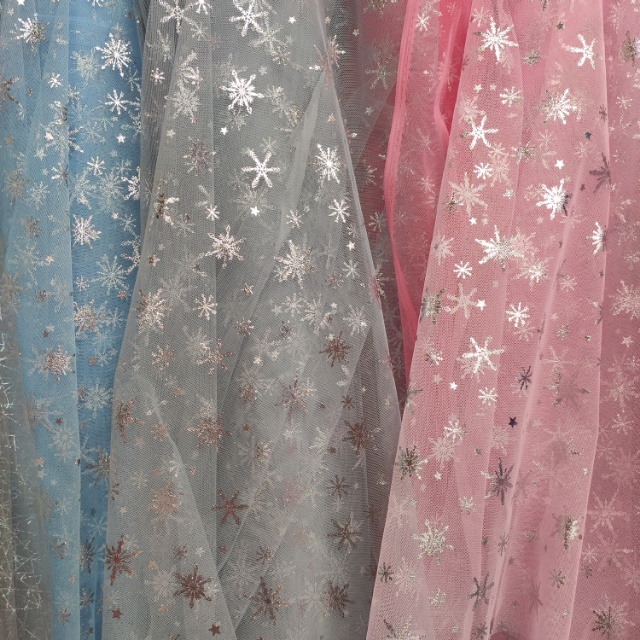 烫金雪花网纱服装布装饰布多色可选价格面议