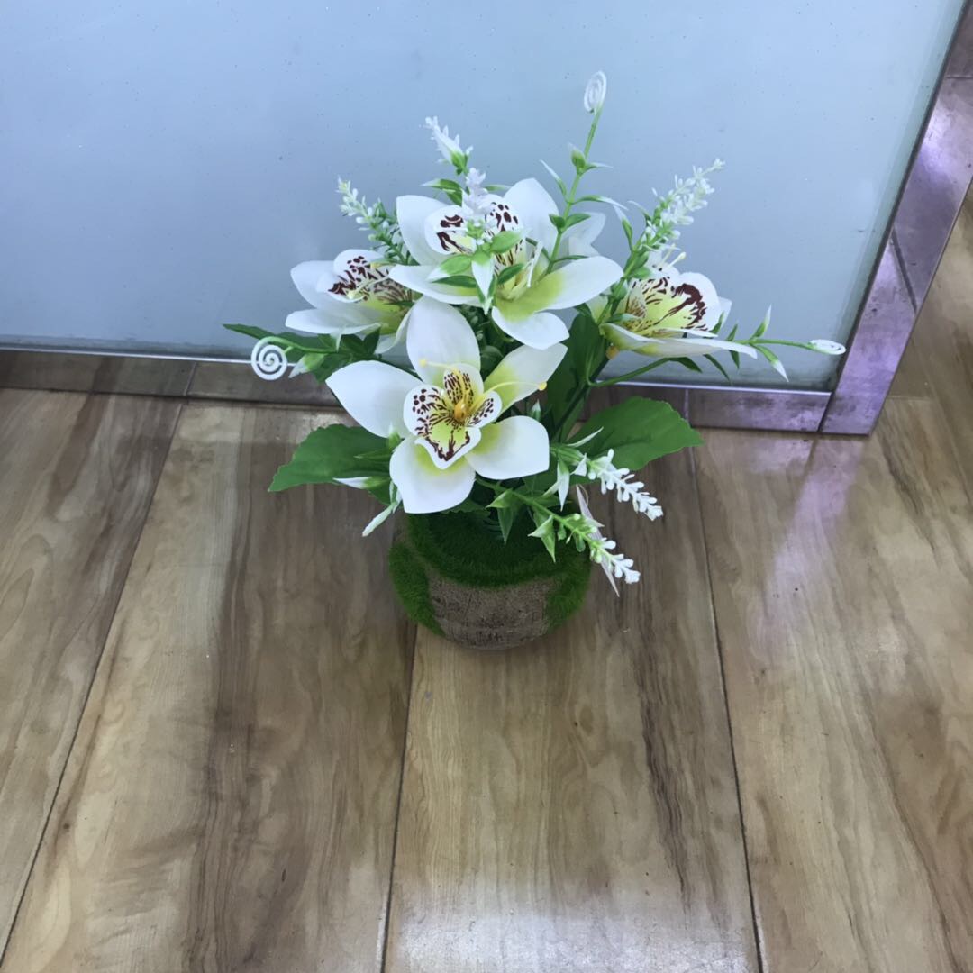 假花盆栽摆件栅栏花盆仿真花套装客厅节日摆设室内装饰品塑料花