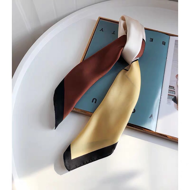 Imitation Silk Scarf Autumn Style Fashion Patchwork Color Small Square Scarf Professional Decorative Scarf South Korea Small Scarf Specification drawing