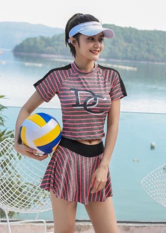 Polyester fabric two-piece swimsuit for sports