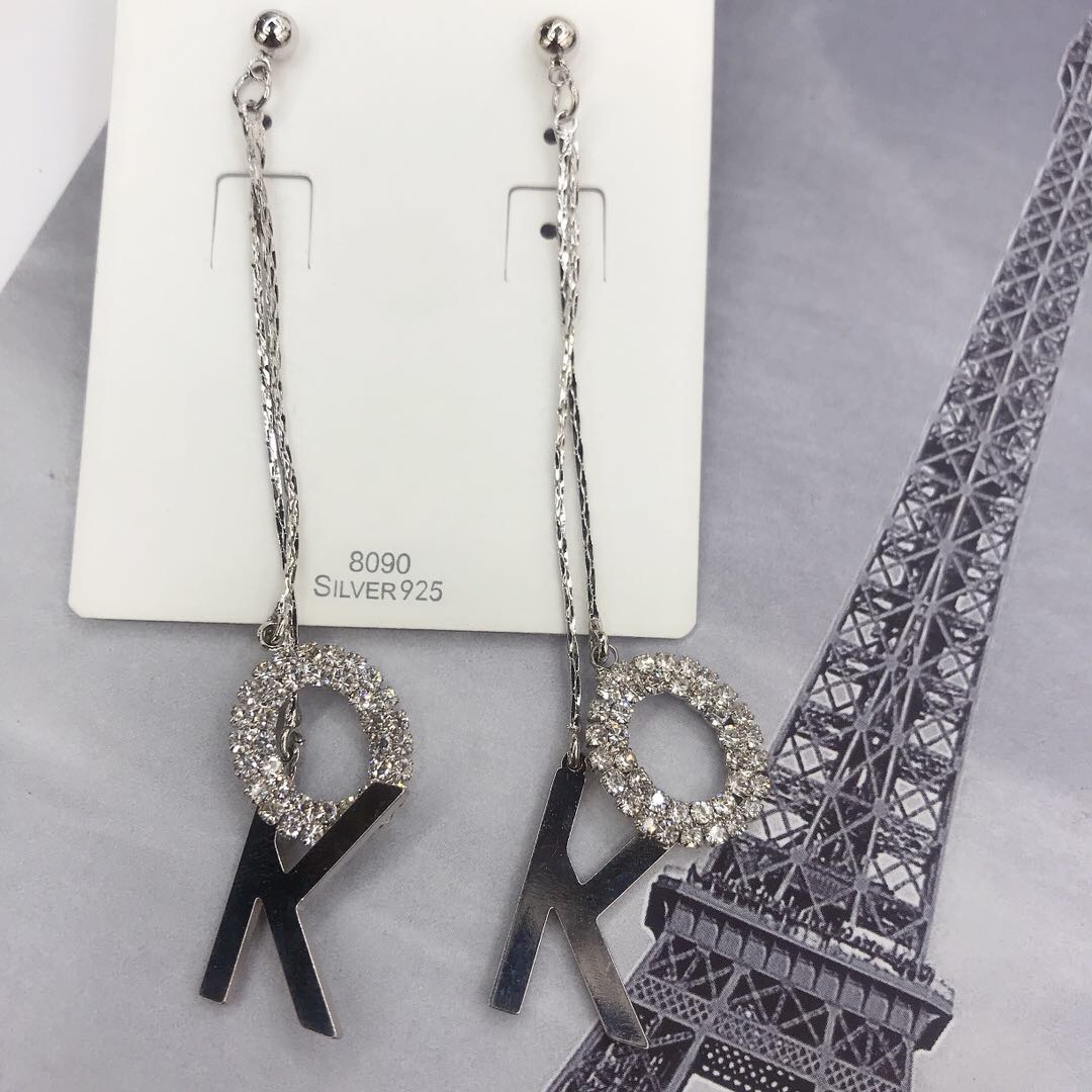 Korean-style creative letter earrings, long tassels, slimming and versatile earrings details Picture