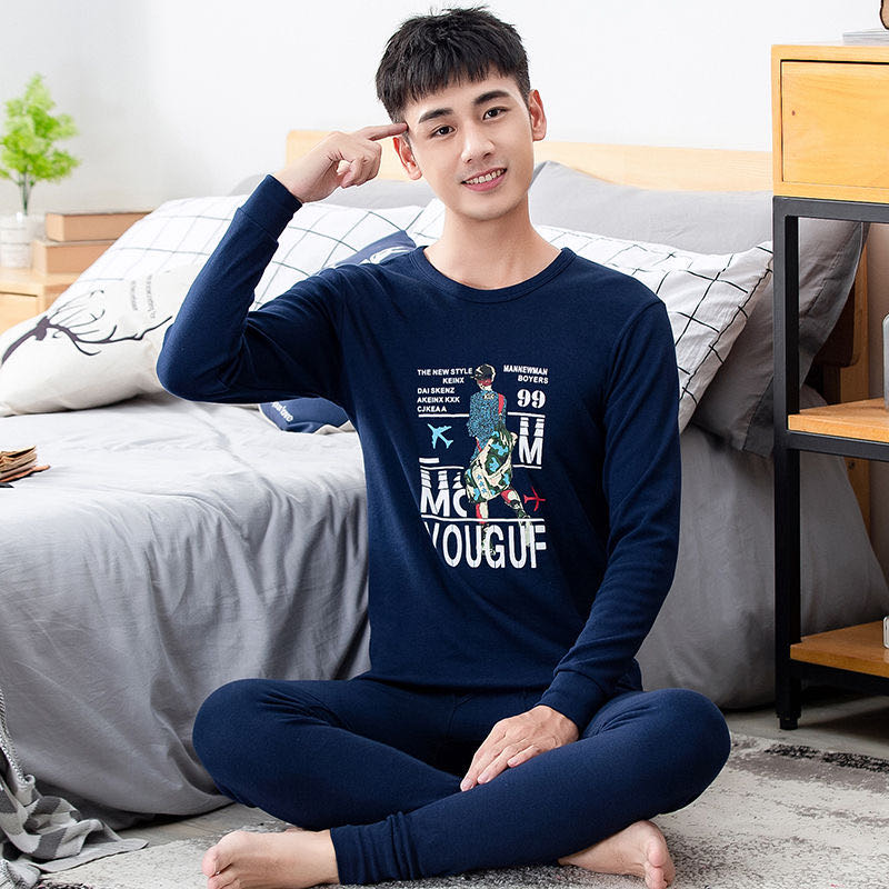 Men's Long Johns Cotton Suit Thin Youth Youth Warm Clothes Junior High School