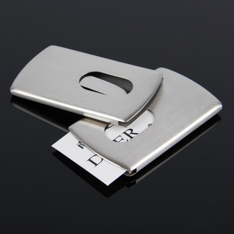 Manufacturer Direct Sales Smooth Stainless Steel Hand Brushed Hand Push Card Holder Metal Card Case Laser Logo