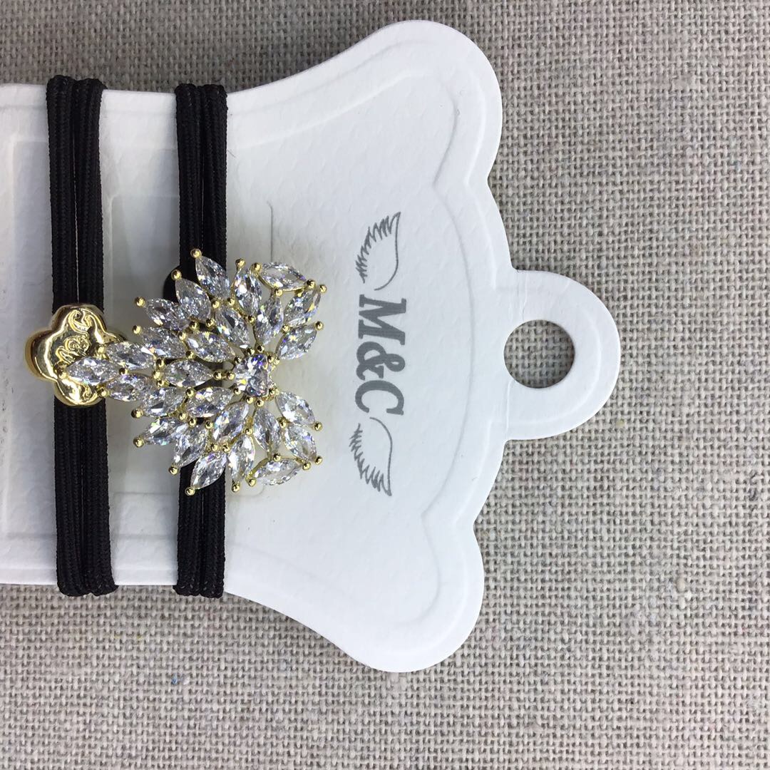 Korean-style diamond-encrusted angel wings double-strand nylon black rubber band Specification image