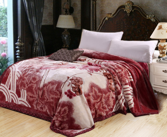 2020 New Plant Print Raschel Blanket Thickened Winter Blanket Double Blanket