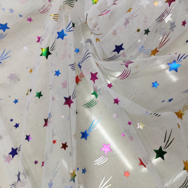 烫金彩色星星流星网布网纱布装饰布产品图