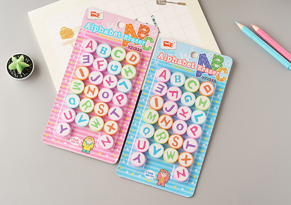 Creative stationery, cartoon and cute 26-letter eraser, primary school toy prize