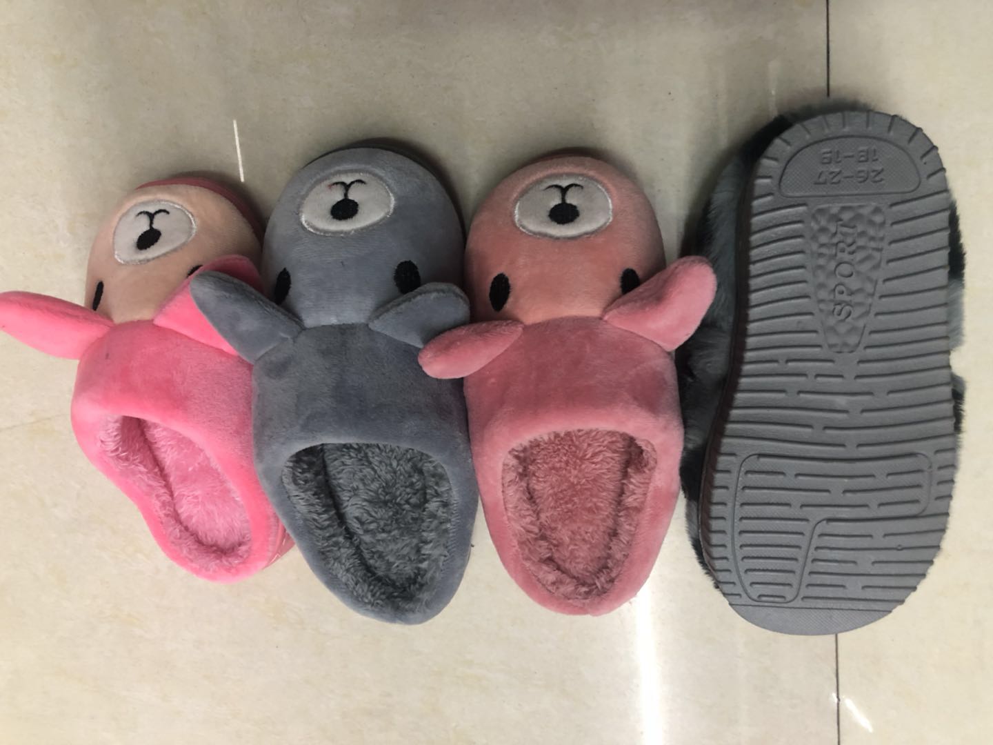 Bobo 2020Tpr Three-Color Children's Cotton Slippers -05 details Picture