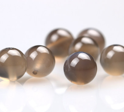 天然灰玛瑙散珠灰玉髓圆珠DIY手链手串男女细节图