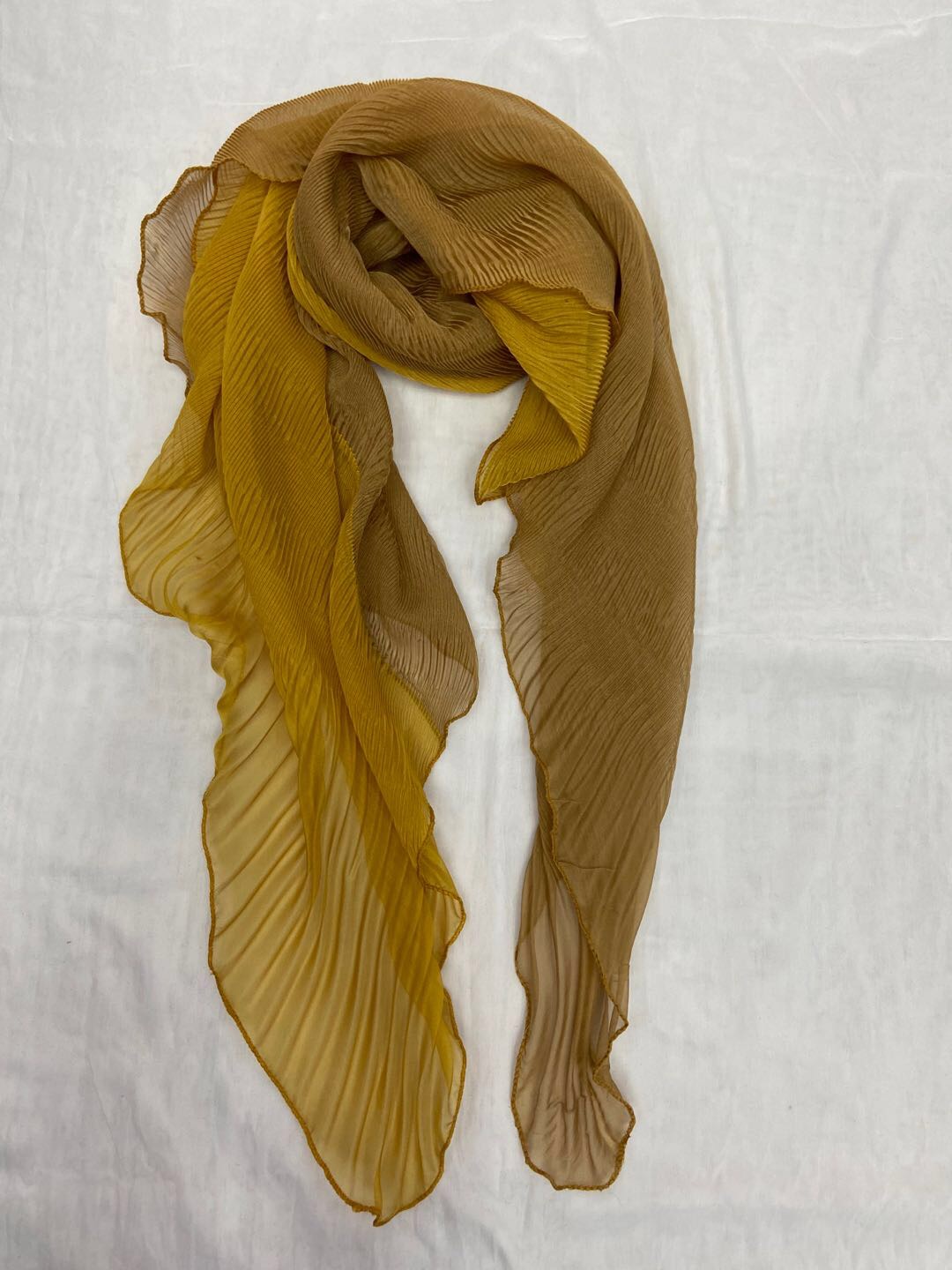 Women's Korea Dongdaemun Chiffon Two-Color Spliced Wire Crepe Scarf