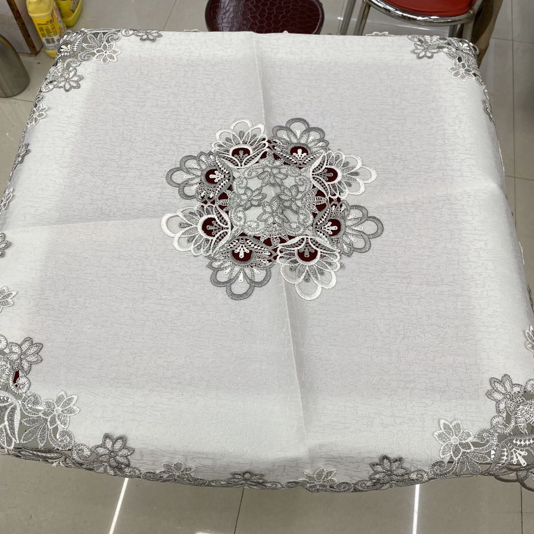 圆形树皮纹花边桌布台布