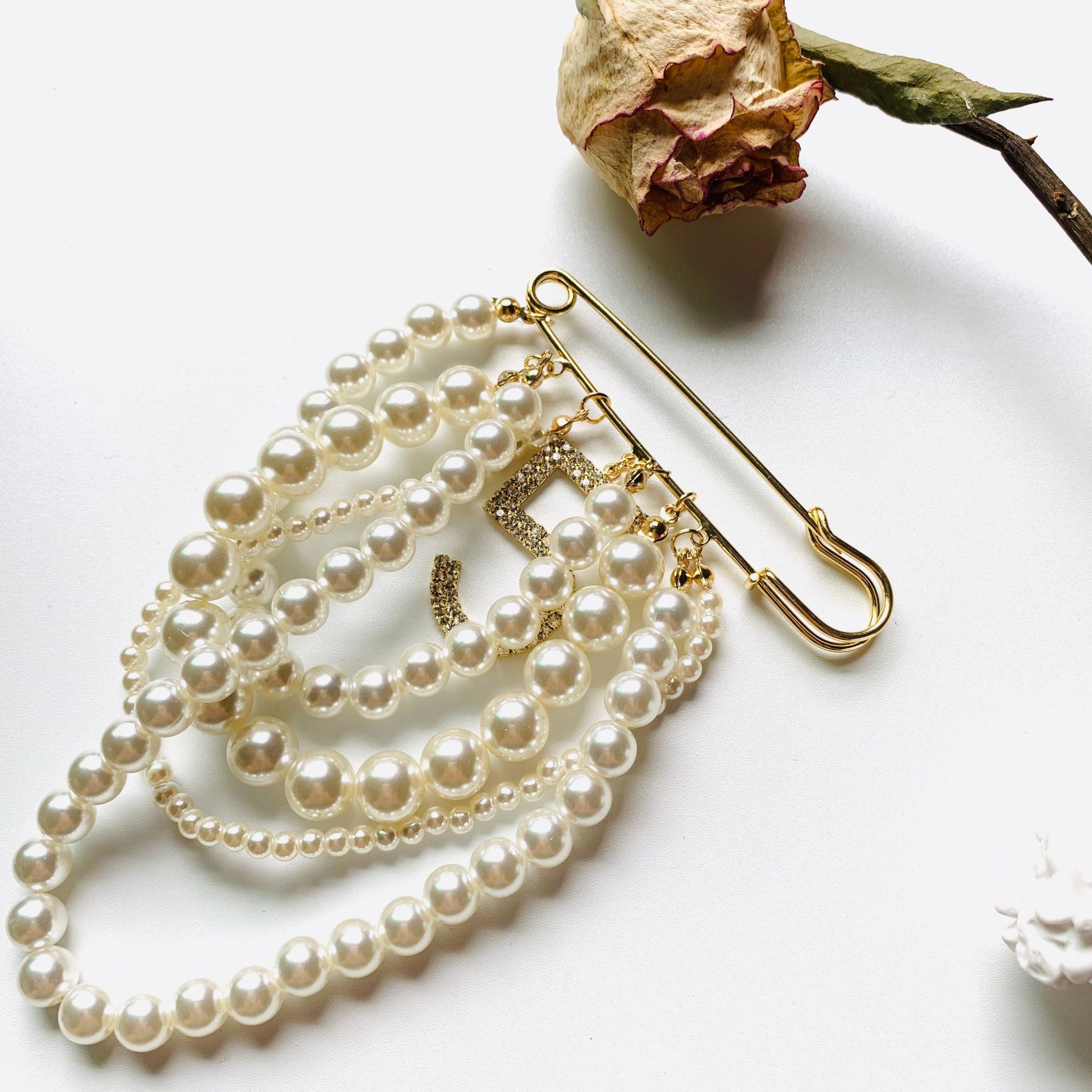 胸针ins潮日系个性回形别针珍珠流苏高档气质奢华西装胸花女配饰