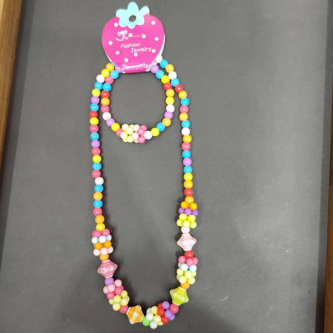 梦幻甜美彩色儿童项链手链套装可爱配饰饰品