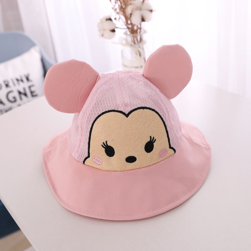 20 Summer Baby Hats Cartoon Mouse Basin Hats Boys And Girls Baby Hollowed Breathable Sun Hats Round Ears Fisherman Hats