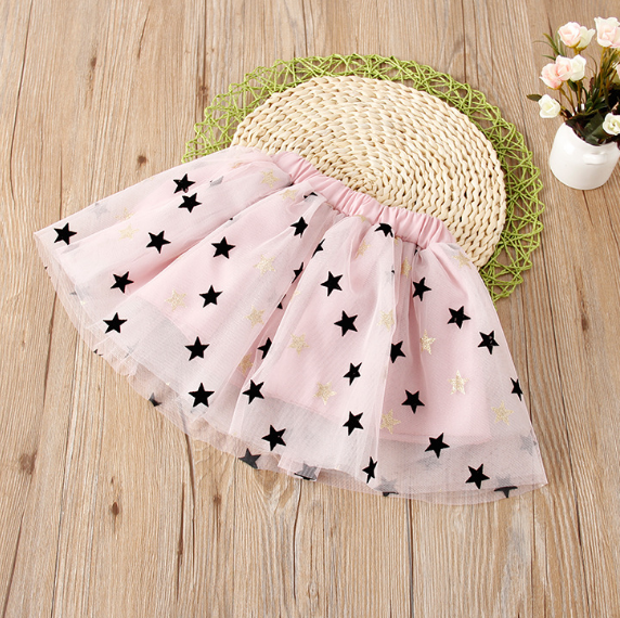 Foreign Trade Children's Clothing Spring Summer Autumn Winter 2020 Girls Stars Shaggy Skirt Children Princess Gauze Skirt Baby Skirt Tide Specification drawing