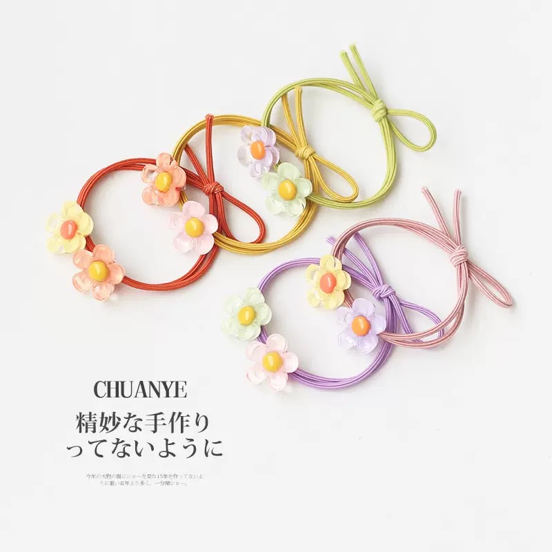 Zitong Jewelry Zitong Jewelry Korea And South Korea Hairband Cute Flower Ponytail Hair Rope Ins Net Red Head Rope Tie Hair Hair Rope Cute Girl Korean Version Sweet Temperament Simple Fresh Hair Rope Hair Rope Leather Band Cartoon Pearl Hair Rope