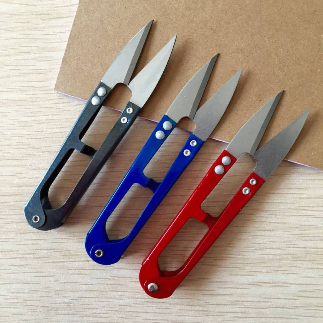 Daily Necessities Cross-Stitch Special Color Small Scissors Tailor Spring U-Shaped Thread Scissors Small Pliers Cut Wholesale Specification drawing