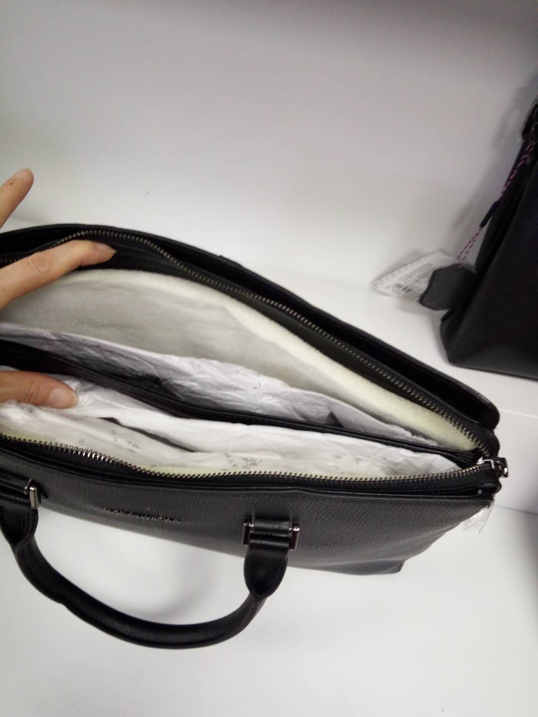 保罗高档公文包牛津布配头层牛皮公文包细节图