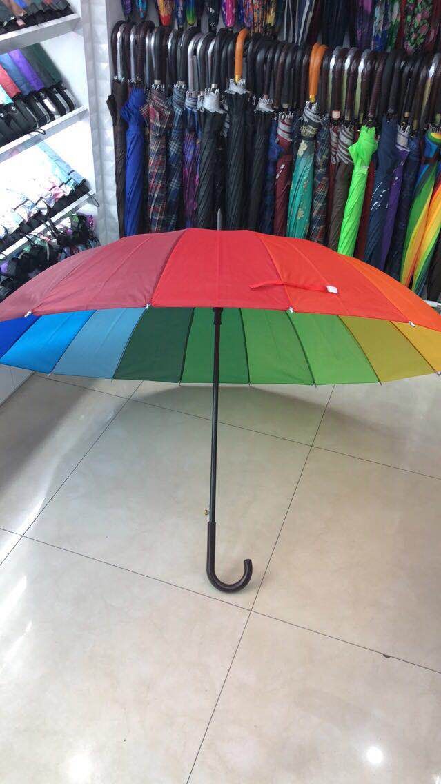75 cm X16 hand-opened polyester silk fabric rainbow umbrella