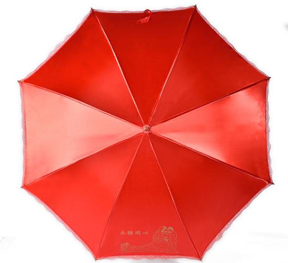 Wholesale of large red wedding umbrellas, golden hook ultra-light umbrellas, straight lace gold-embossed wedding umbrellas Specification image