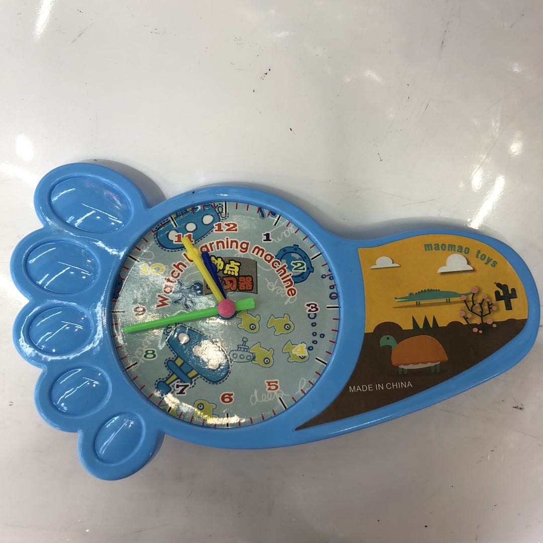 厂家直销塑料脚板学习时钟儿童玩具细节图