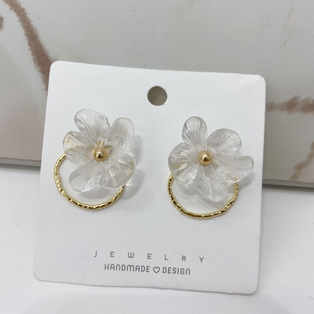 时尚小清新不规则圆环花朵耳环韩版潮流耳饰防过敏气质耳环产品图