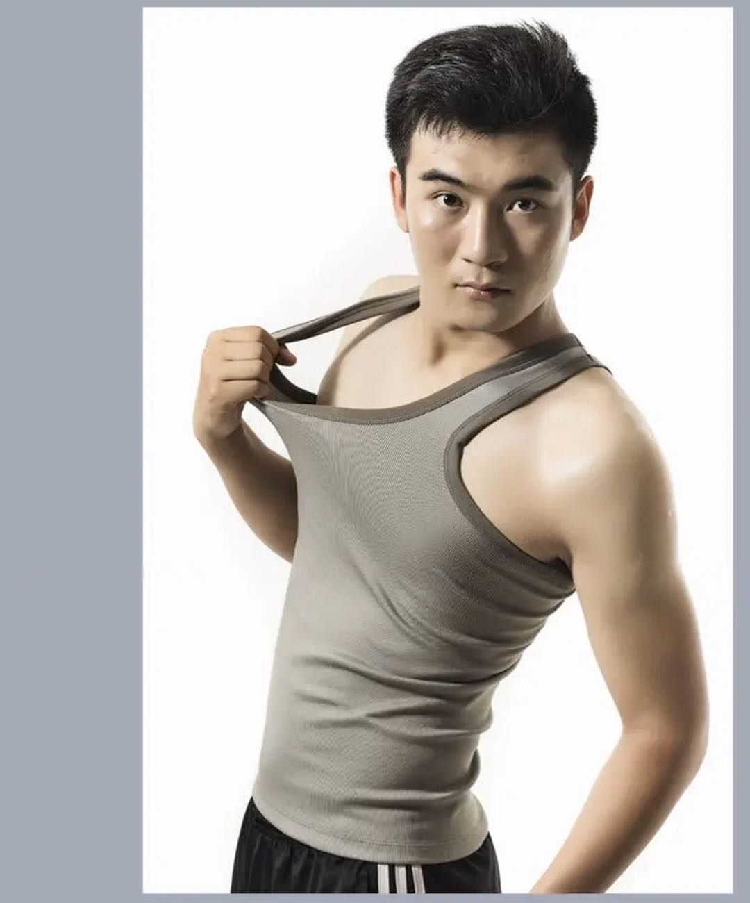 Men's Halter Vest Pure Cotton Striped Fashion Undershirt Loose Hurdles Summer Youth Sports Ribbed Breathable details Picture
