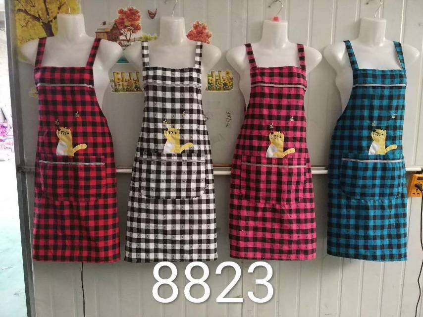 围裙家用厨房时尚纯棉可爱成人罩衣女大人做饭围腰工作服定制方格