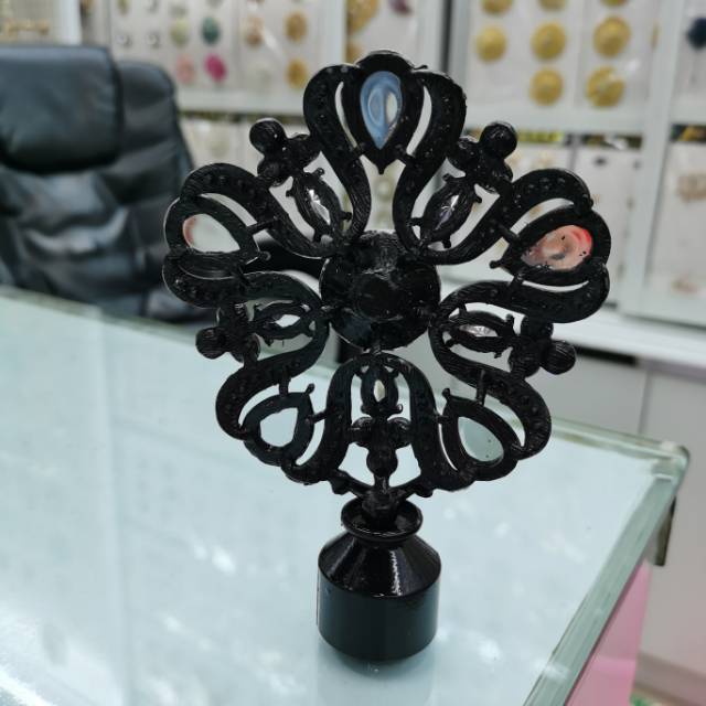 窗帘杆铁艺窗帘杆头罗马杆封口帽窗帘杆铁艺杆装饰头金属镶钻小堵头产品图
