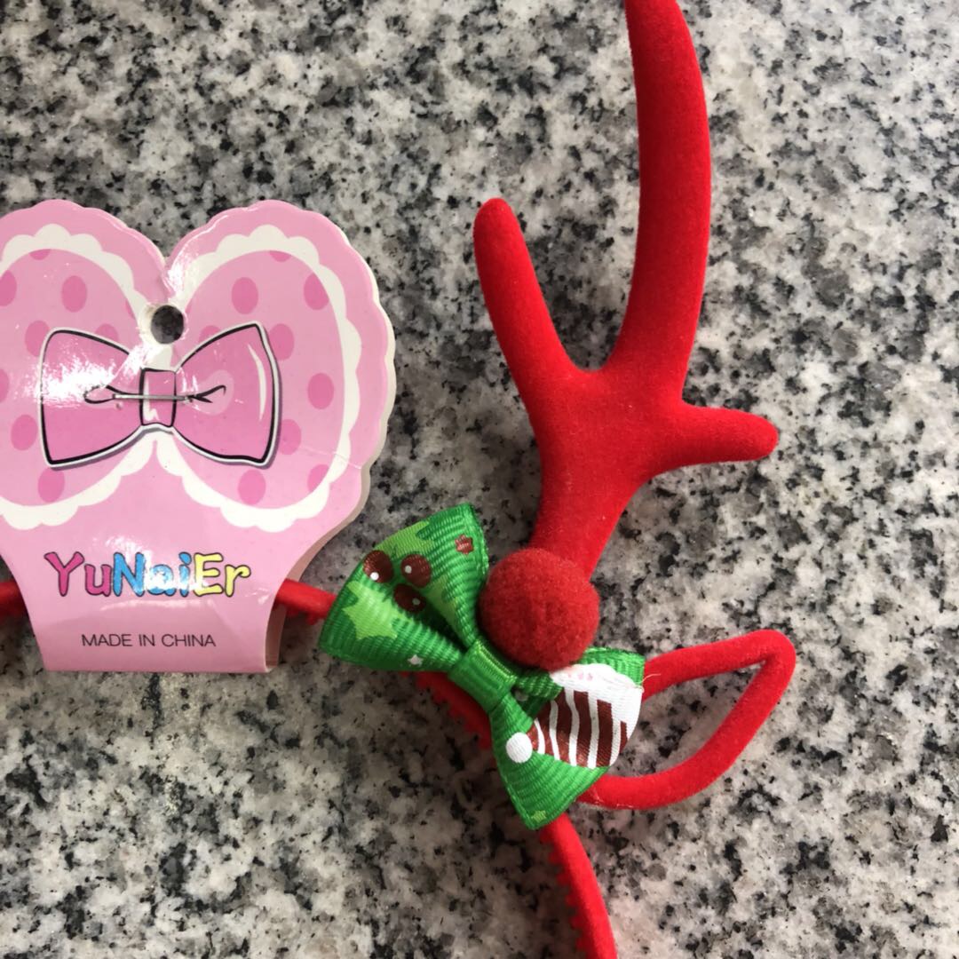 Christmas Bow Long Antler Headband details Picture