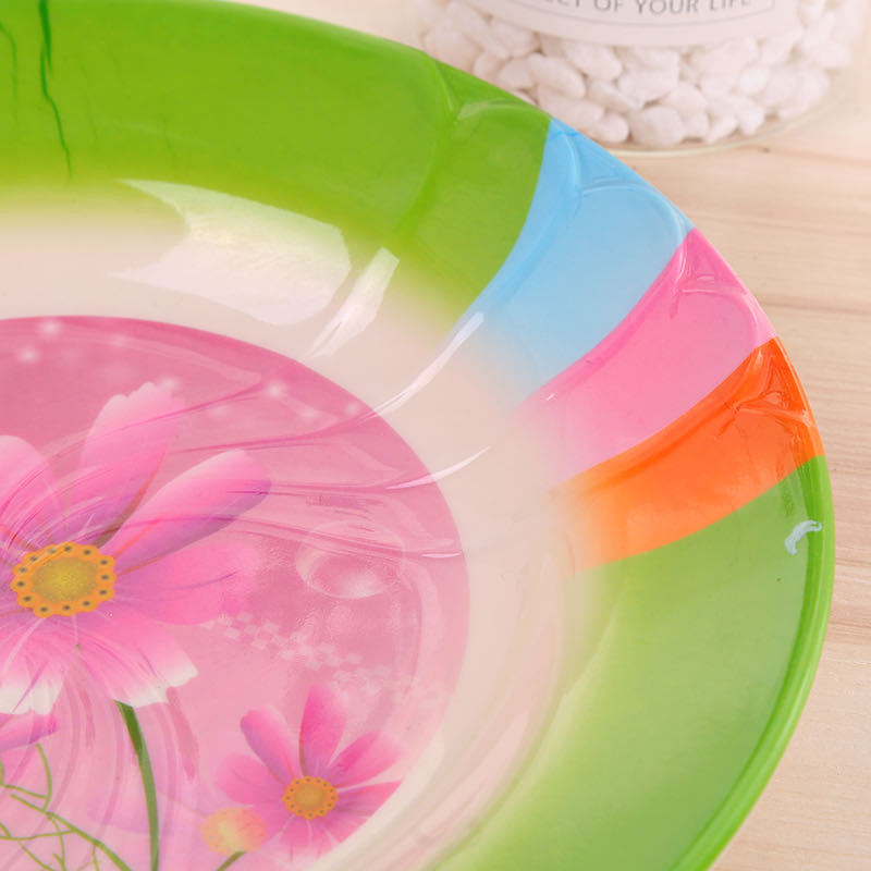 密胺餐具饭店快餐厅防摔9寸土黄深盘 混花色