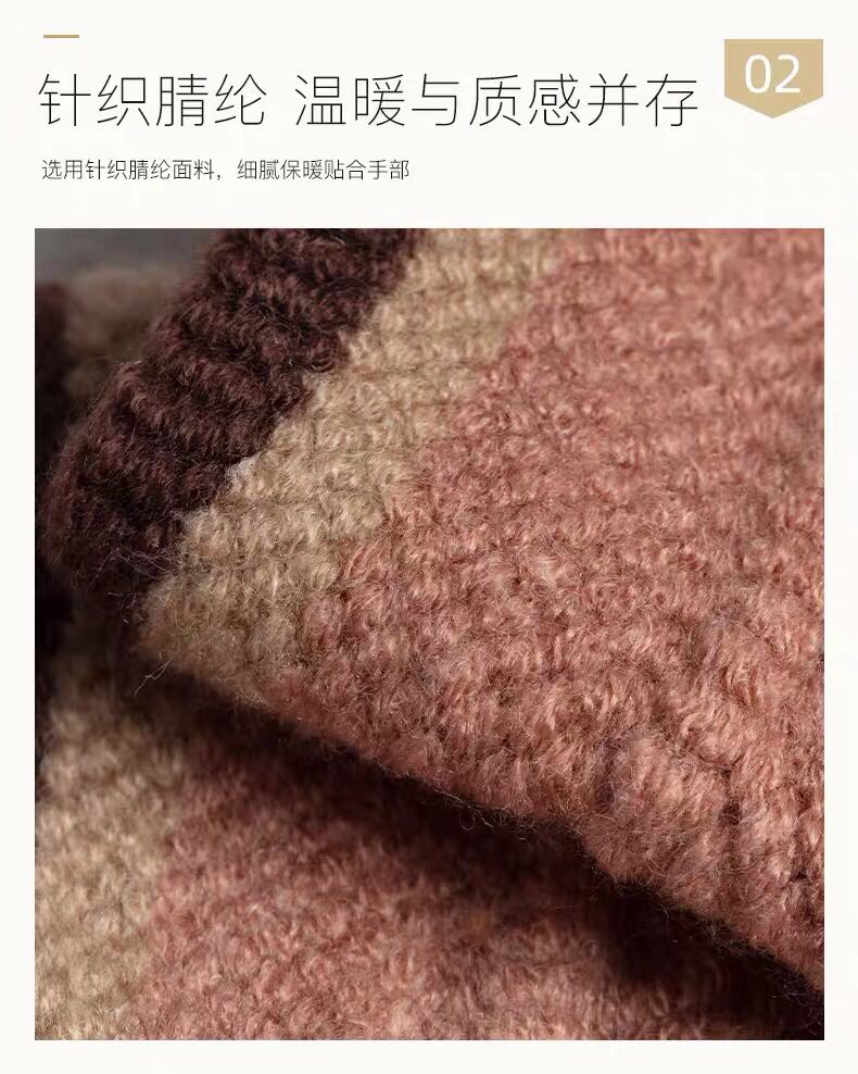 针织毛线学生写字露指手套女冬天五指秋冬季韩版男士半指弹力保暖藏青细节图