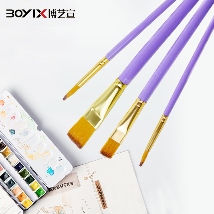 4 oil brushes set with acrylic paint brushes for painting adult brushes thumbnail