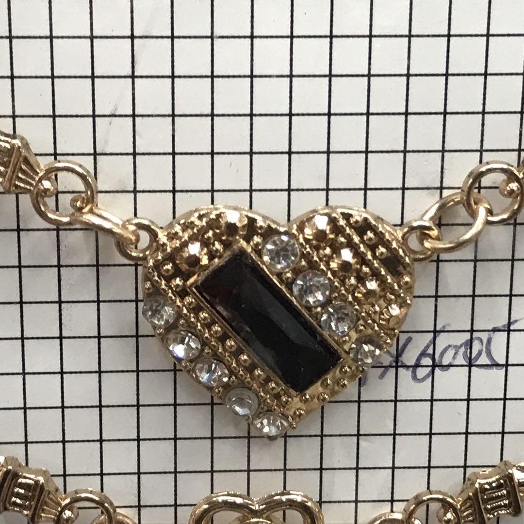 厂家直销爱心镀金镶钻滴油饰品配件diy细节图