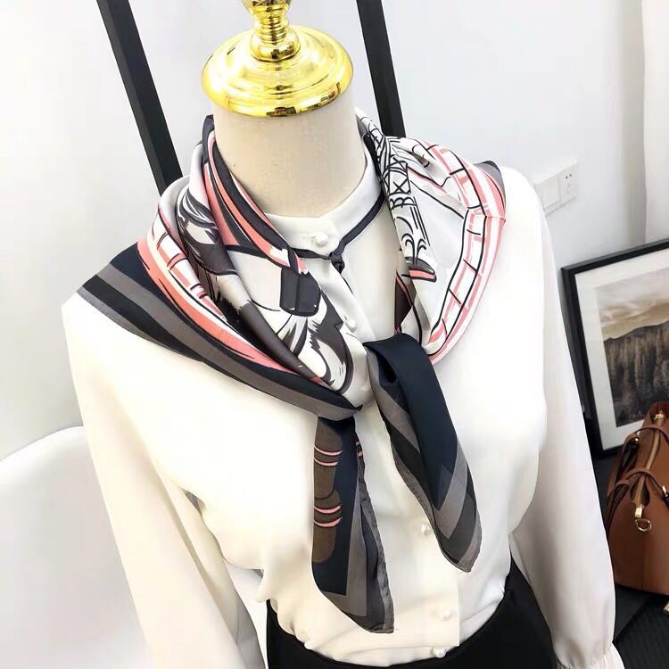 女士夏季百搭文艺方巾领巾装饰复古纱巾小丝巾头巾