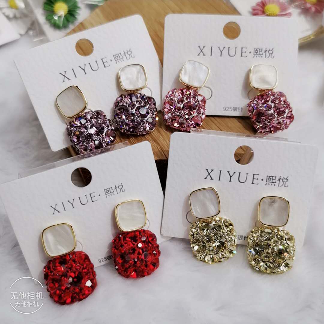 小清新韩版时尚几何小方形耳环设计款显瘦气质甜美可爱耳饰