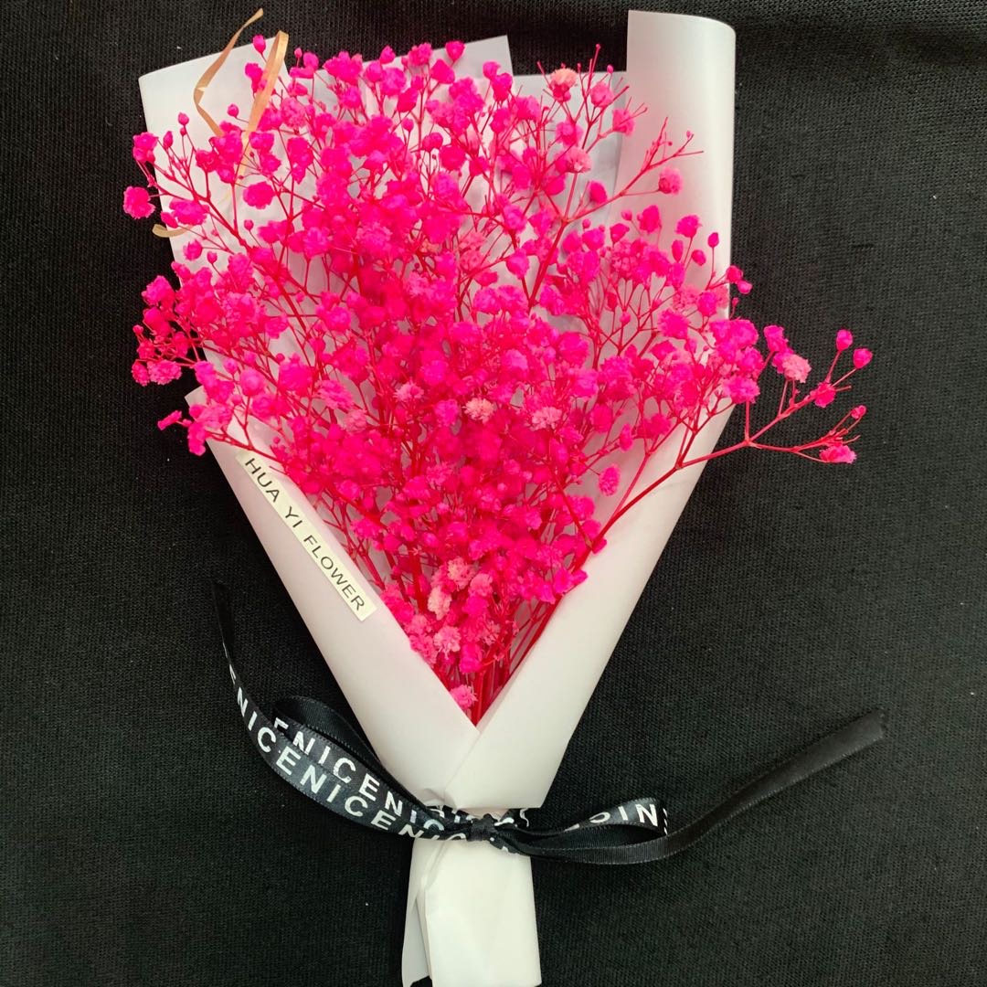 干花束礼品盒永生花玫红色满天星礼盒网红礼物送女友母亲产品图