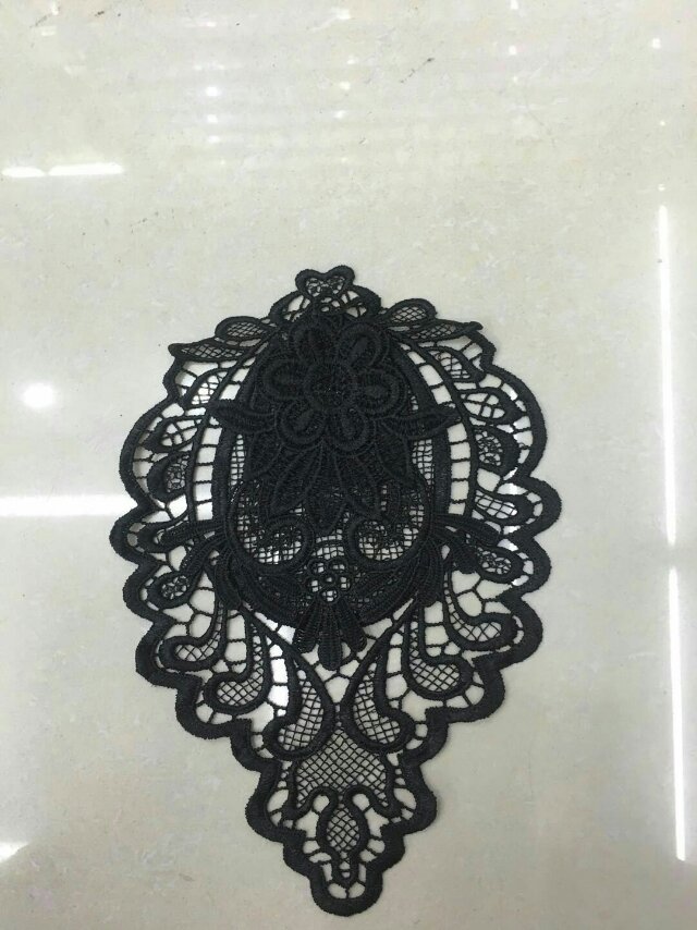 广东黑色刺绣水溶花边服装辅料花边批发花边锦纶花边