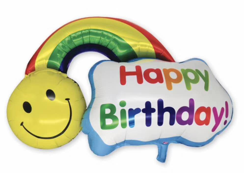 Large rainbow smiling face, happy birthday, birthday party decoration, popular first birthday, classroom print decoration, toys, aluminum foil, aluminum film, balloon wholesale 1