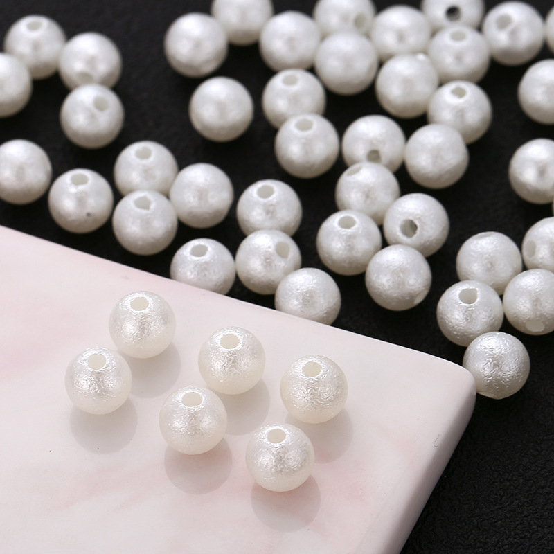 ABS plastic imitation pearl straight-hole jewelry accessories with frosted wrinkles and cracks effect details Picture