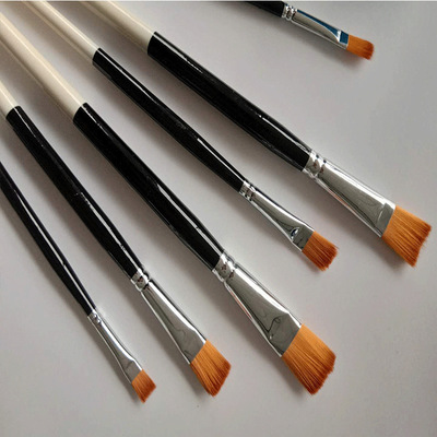 Nylon Wool Flat Head Brush Watercolor Painting Pen Gouache Oil Brush Set Art